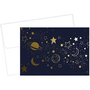 Great Papers!® Cosmic Night Gold Foil Note Card & Envelopes, 4.875" x 3.375", 50 count (2020031)