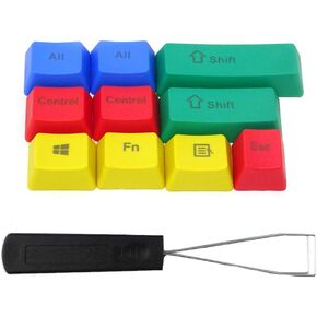 Honbay 10pcs PBT RGBY Mechanical Keyboard Keycaps with Steel Wire Key Puller