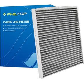 PHILTOP Cabin Air Filter, Replacement for GV60, Elantra, Elantra N, Ioniq 5, Santa Cruz, Santa Fe, Sonata, Tucson, K5, Niro, Sorento, Sportage, ACF286 (CF12820) Filter with Activated Carbon