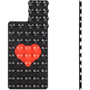 Phone Suction Holder, Silicon Phone Case Heart Black Adhesive Mount Suction Cup for Back of Phone Stand Hands-Free Phone Cover Accessories Parts Holder for Selfies and Videos on Mirror Flat Surface