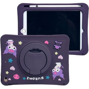 Cartoon Case for iPad Air 6th 11" M2 Case 2024/ Air 5th/4th 10.9" 2022/2020，MONEHOYSY Cute Soft Silicone Kickstand [Drop Proof,Shock Proof] Back Stand Cover Case for Kids Children Girls (Kurom-2)