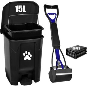 Dog Poop Trash Can Outside, Small Dog Waste Trash Can Dog Waste Container with Lid Pedal Green Waste Bag for Outdoor Backyard Home, Suitable for Small Dog, 10L