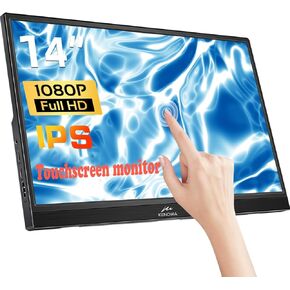 شاشة كينوا المحمولة التي تعمل باللمس، شاشة كمبيوتر محمول مقاس 14 بوصة FHD 1080P IPS، شاشة خارجية بمنفذ USB C HDMI ومكبرات صوت وحوامل مدمجة، شاشة سفر لأجهزة الكمبيوتر المحمول/الهاتف/الكمبيوتر الشخصي/Mac/Xbox/Switch/PS4/5 in Kuwait