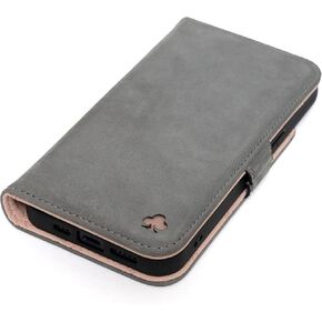 Porter Riley - Leather Case for iPhone SE 2022/20 and iPhone 8 / iPhone 7. Premium Nubuck Genuine Leather Stand/Cover/Wallet/Flip Case with Card Slots & Horizontal Stand (Chocolate Brown)