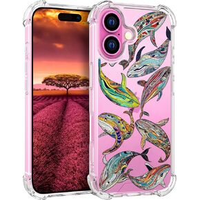 Compatible with iPhone 16 Case Designer Cute Clear for Women,Transparent Silicone Phone Cover Case Design (Black Flowers Line Art)