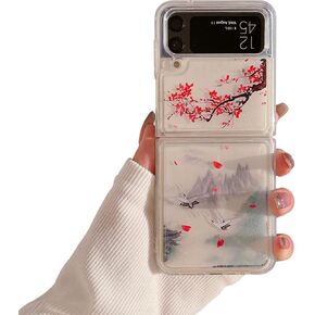 for Samsung Galaxy Z Flip 3 5G 2021 Case,Glitter Case Liquid Bling Sparkle Luxury Flowing Floating Quicksand Beautiful Landscape Pattern Soft TPU Clear Case Girls Women for Galaxy Z Flip 3