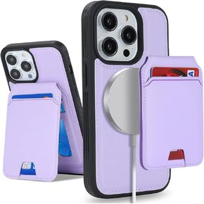 iPhone 14 Pro case with Credit Card Holder mag Safe, iPhone 14 Pro Phone Leather Case Wallet for Women Compatible mag Safe Wallet Detachable 2-in-1 for Men-Black