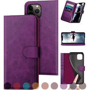 for iPhone 11 Pro Genuine Leather Wallet case 【RFID Blocking】【4 Credit Card Holder】【Real Leather】 Flip Folio Book Phone case Protective Cover Women Men for Apple 11Pro case Black
