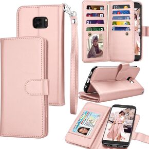 Tekcoo for Galaxy S7 Case/Galaxy S7 Wallet Case, Luxury ID Cash Credit Card Slots Holder Purse Carrying PU Leather Folio Flip Cover [Detachable Magnetic Hard Case] & Kickstand for Samsung S7-Brown