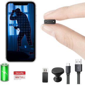 【Free 64G】 Smallest Wireless WiFi Battery Camera,HD1080P Portable Dome Surveillance Camera with Video Recording Live Feed,Night Vision,Motion Detection, Remote Viewing for Security with iOS Android