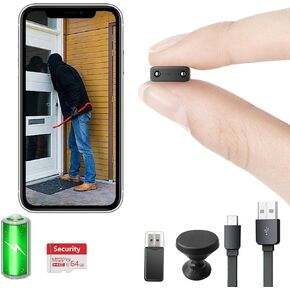 【Free 64G】 Smallest Wireless Battery Camera,HD1080P Wireless WiFi Camera,Portable Camera with Video Recording Live Feed,Night Vision,Motion Detection, Remote Viewing for Security with iOS Android