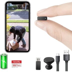 【Free 64G】 Smallest Wireless WiFi Camera,1080P Wireless Battery Camera,Portable Camera with Video Recording Live Feed,Night Vision,Motion Detection, Remote Viewing for Security with iOS Android APP
