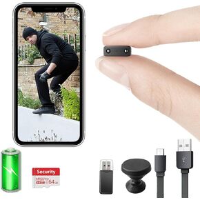 【Free 64G】 Smallest Wireless WiFi Camera with Battery,HD1080P Portable Camera with Video Recording Live Feed,Baby Monitor,Night Vision,Motion Detection, Remote Viewing for Security with iOS Android