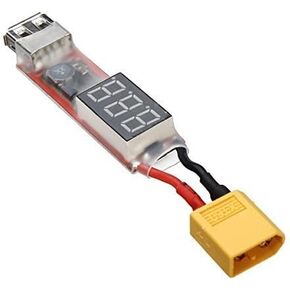 XT60-Plug Connector to USB Plug Connector with Voltage LCD Display for iPhone Android