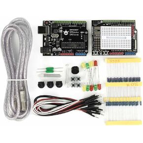 DFRobot Beginner-Friendly Starter Kit for Arduino: Learn Electronics with Labeled Components (with Uno R3 Inside)