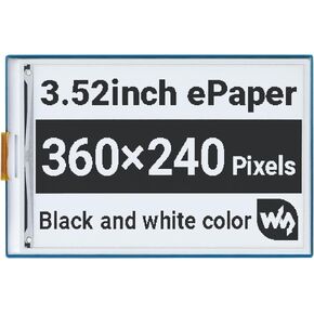 Waveshare 3.52inch E-Paper HAT Compatible with Raspberry Pi 4B/3B+/3B/2B/B+/A+/Zero/Zero W/WH/Zero 2W Supports Jetson Nano 360 × 240 Resolution SPI Interface Black/White Dual Colors