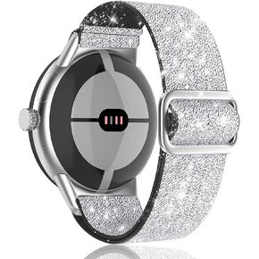 kytuwy Pixel Watch Band-Shiny Stretchy Nylon Watch Bands Compatible for Google Pixel Watch, Adjustable Braided Sport for Google Pixel Watch Bands Women Men, Replacement Soft for Google Watch Band