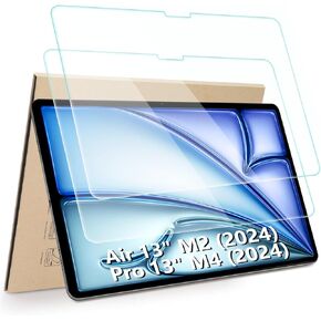2-Pack Screen Protector Compatible with iPad Air 13" M2 (2024, 6th Gen)/ Pro 13" M4 (2024, 7th Gen), [HD Clarity] [9 Hardness] Tempered Glass Film Replacement for iPad Air 13/Pro 13 2024