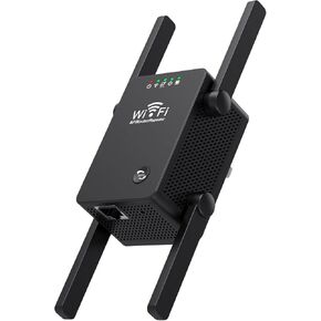 WiFi Extender, 1200Mbps Wall-Through Strong WiFi Booster for Home, Dual Band 5GHz/2.4GHz, Covers Up to 1800 Sq.ft and 30 Devices, with Ethernet Port & AP Mode, 4 Antennas 360° Full Coverage