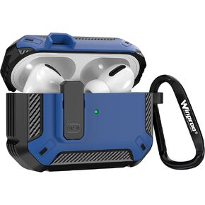 Airpods Pro 2 Case Cover with Lock, Military Hard Shell Full-Body Shockproof Protective Case Skin with Keychain for Airpods Pro 2nd Generation [Green]