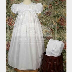 Baby Girls White Bonnet Embroidered Christening Dress Outfit