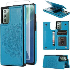 Phone Case for Samsung Galaxy Note 20 5G Wallet Case Tempered Glass Screen Protector Card Holder Slots Stand Cover Flip Cases Glaxay Note20 Gaxaly Notes 20s Twenty Not S20 SM-N981U Green
