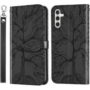 حافظة محفظة لهاتف Samsung Galaxy A14 5G، جلد PU فاخر منقوش على شكل شجرة [مسند] [فتحات للبطاقات] [حزام المعصم] [6.6 بوصة] غطاء هاتف لهاتف Samsung A14 5G (B1-أحمر) in Kuwait