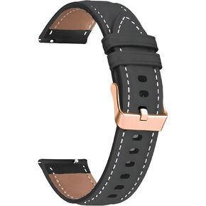 18mm Quick Release Leather Watch Band for Garmin Vivoactive 4s Forerunner 255s 265s Venu 3s Sq 2, Extended Spring Bar
