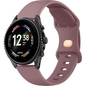 Vancle 22mm Bands for Fossil Men's Gen 6/ Fossil 5E 44mm / Fossil Gen 5 LTE/Carlyle/Garrett/Women's Julianna Smart Watch, Replacement 22mm Band Quick Released Sport Silicone Watch Strap