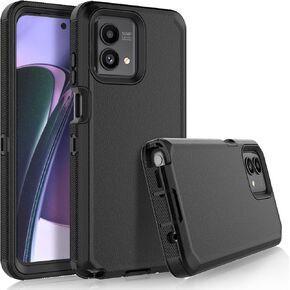 for Motorola Moto G Stylus 5G 2023 Case, Heavy Duty Armor Rugged Drop Protection Shockproof Protective Hard Plastic Cover Rubber Bumper Dual Layer Hybrid Phone Case, Black
