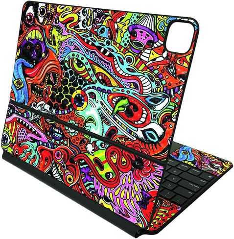 MightySkins Carbon Fiber Skin Compatible with Apple Magic Keyboard for iPad Pro 12.9" (3rd-6th Generation) - Abstract Black | Protective, Durable Textured Carbon Fiber Finish | Made in The USA in Saudi Arabia