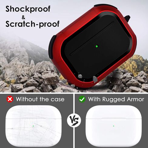 CAGOS for Airpods Pro Case, Cool Shock-Absorbing iPod Pro Hard Cover with Metal Keychain Accessories Compatible with Apple Airpod Pro 1st Generation Case Women Men, Black in Saudi Arabia
