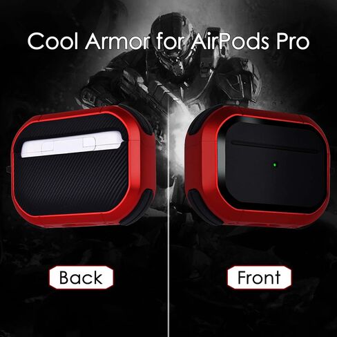 CAGOS for Airpods Pro Case, Cool Shock-Absorbing iPod Pro Hard Cover with Metal Keychain Accessories Compatible with Apple Airpod Pro 1st Generation Case Women Men, Black in Saudi Arabia