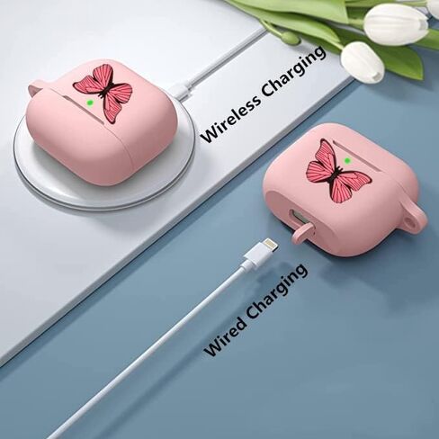 حافظة على شكل فراشة لجهاز Airpod 3، حافظة Airpods 3rd Gen لطيفة لجهاز Apple AirPods الجيل الثالث (2021)، ملحقات حافظة سيليكون واقية مضحكة مع سلسلة مفاتيح فراشة للنساء والفتيات (أزرق) in Kuwait