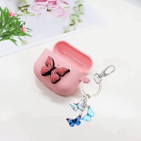 حافظة على شكل فراشة لجهاز Airpod 3، حافظة Airpods 3rd Gen لطيفة لجهاز Apple AirPods الجيل الثالث (2021)، ملحقات حافظة سيليكون واقية مضحكة مع سلسلة مفاتيح فراشة للنساء والفتيات (أزرق) in Kuwait