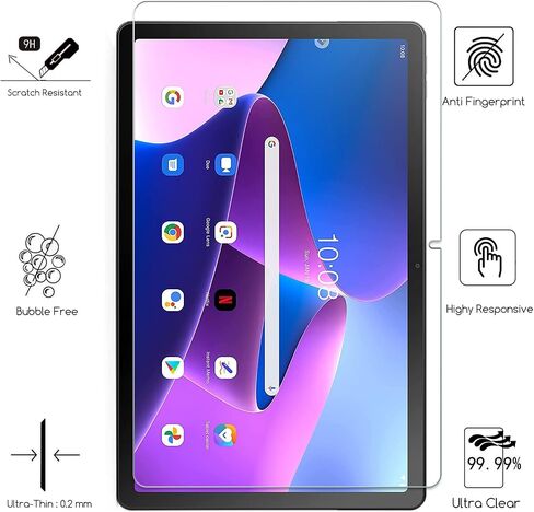 KEANBOLL 2 Pack Designed for Lenovo Tab M10 Plus 3rd Gen 10.6 Inch 2022 Tempered Glass Screen Protector (TB125FU TB128FU TB128XU), 9H Hardness, Anti Scatch, Case Friendly in Saudi Arabia