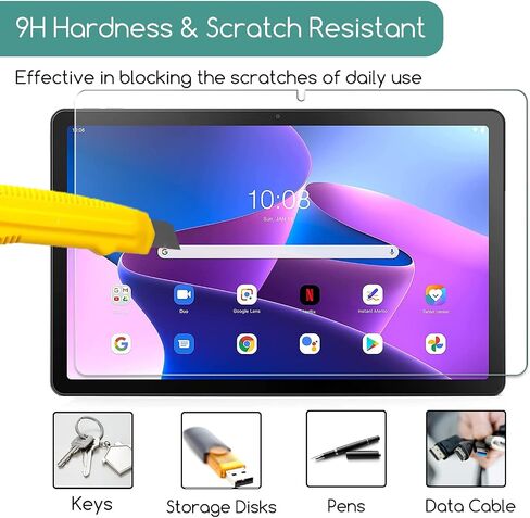 KEANBOLL 2 Pack Designed for Lenovo Tab M10 Plus 3rd Gen 10.6 Inch 2022 Tempered Glass Screen Protector (TB125FU TB128FU TB128XU), 9H Hardness, Anti Scatch, Case Friendly in Saudi Arabia