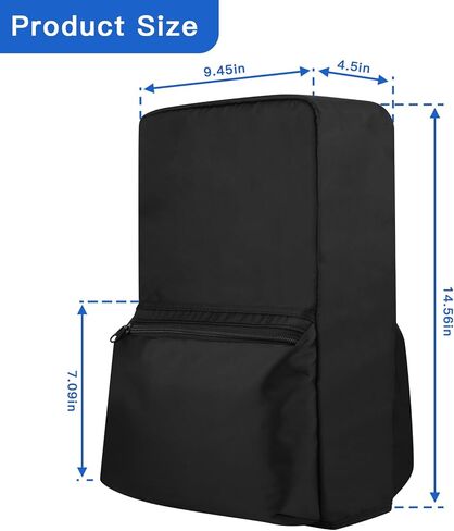 غطاء غبار عمودي متوافق مع وحدة تحكم PS5 Slim، واقي غبار من النايلون مع جيوب تخزين وحدة تحكم PS5 لأقراص Playstation 5 النحيفة والإصدار الرقمي (تصميم أصغر 2023)، أسود in Kuwait