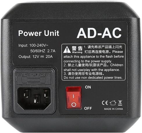 GODOX AD-AC محول مصدر الطاقة AC مع كابل 16.4 بوصة/5 متر لـ Godox AD600 AD600B AD600M AD600BM Flashpoint، XPLOR 600 فلاش ستروب لايت in Kuwait