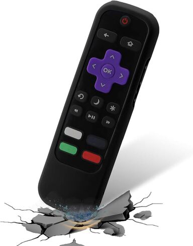 حافظة جهاز تحكم عن بعد AKWOX مكونة من قطعتين لجهاز Roku Express 3930 (2019)/3900، Premiere+ 3921/Premiere 3920، Express+(3910)، Streaming Stick3800/Stick+3810 جهاز تحكم عن بعد، غطاء سيليكون مقاوم للصدمات - أسود in Kuwait