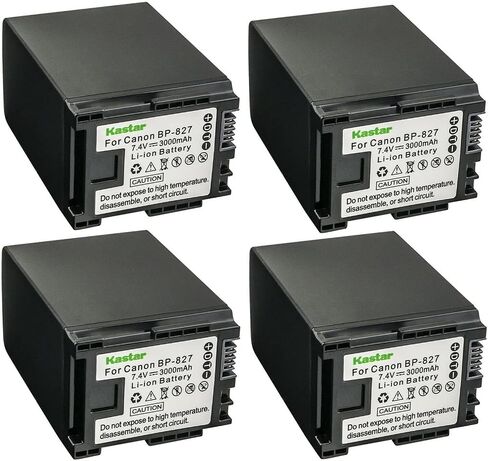 Kastar 4-Pack BP-827 Battery 7.4V 3000mAh Replacement for Canon Vixia FS10, Vixia FS100, Vixia FS11, VIXIA HG20, VIXIA HG21, VIXIA HF G10 HFG10, VIXIA HF G20 HFG20, VIXIA HF G30 HFG30 Camcorder in Saudi Arabia