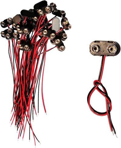 25 قطعة 9 فولت مشبك بطارية موصل بطارية مشبك سلك موصلات كابل قصير اتصال 15 سنتيمتر طول (T نوع الجلود قذيفة) in Kuwait