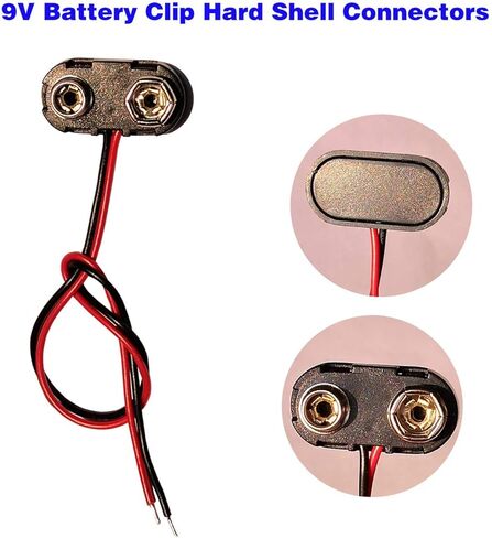 25 قطعة 9 فولت مشبك بطارية موصل بطارية مشبك سلك موصلات كابل قصير اتصال 15 سنتيمتر طول (T نوع الجلود قذيفة) in Kuwait