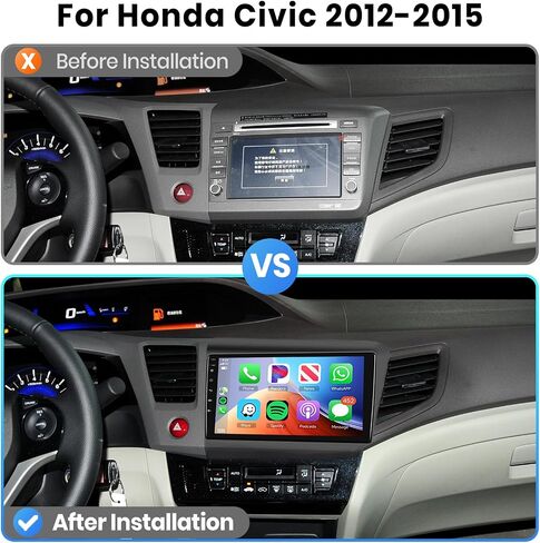 8 Core 2G 64G Android Car Stereo Carplay لهوندا سيفيك 2012 2013 2014 2015، Rimoody 9 بوصة تعمل باللمس راديو السيارة Android Auto Mirror Link GPS 4G-WiFi Bluetooth FM DSP-36 59-UI Themes كاميرا احتياطية in Saudi Arabia