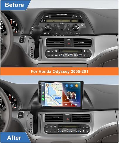 راديو سيارة ستيريو 2G 64G Android لسيارة Honda Odyssey 2005-2010، Carplay Android Auto، شاشة لمس 10 بوصة مع نظام ملاحة GPS WiFi Bluetooth Mirror Link FM RDS كاميرا احتياطية SWC in Saudi Arabia