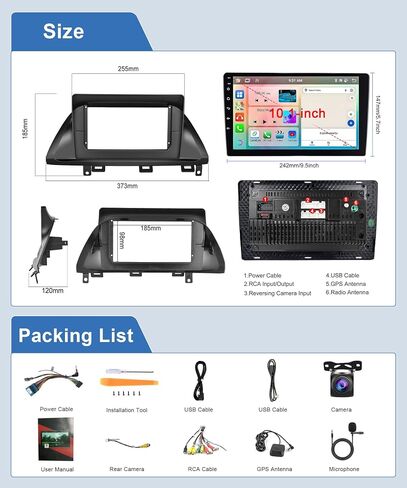 راديو سيارة ستيريو 2G 64G Android لسيارة Honda Odyssey 2005-2010، Carplay Android Auto، شاشة لمس 10 بوصة مع نظام ملاحة GPS WiFi Bluetooth Mirror Link FM RDS كاميرا احتياطية SWC in Saudi Arabia