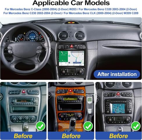 2G+64G Car Stereo Radio with Wireless CarPlay Android Auto for Mercedes Benz C Class W203 CLK W209 C209 C230 C320 9" Android Touch Screen Bluetooth Car Radio with GPS Navigation HiFi FM Backup Camera in Saudi Arabia