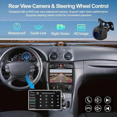 2G+64G Car Stereo Radio with Wireless CarPlay Android Auto for Mercedes Benz C Class W203 CLK W209 C209 C230 C320 9" Android Touch Screen Bluetooth Car Radio with GPS Navigation HiFi FM Backup Camera in Saudi Arabia