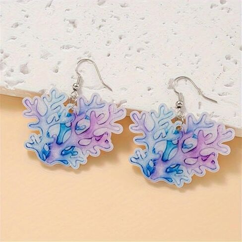 Dream Ocean Earrings Cute Novelty Acrylic Blue Sea Seashells Dangle Earrings Funny Fish Mermaid Coral Jewelry for Women Girls Ocean Animals Summer Gifts in Saudi Arabia