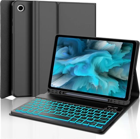 JADEMALL Keyboard Case for Samsung Galaxy Tab A9 Plus/A9+ 5G 11 Inch 2023 Model (SM-X210/X216/X218), 7 Colors Backlit, Auto Sleep/Wake, Wireless Bluetooth, Detachable Keyboard with S Pen Holder, Black in Saudi Arabia